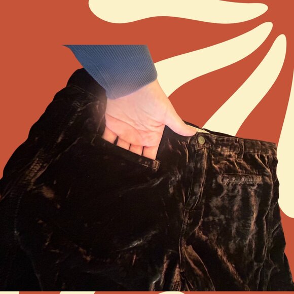 Free People Brown Velvet Wide-Leg Capris, Size 30 - Picture 7 of 9